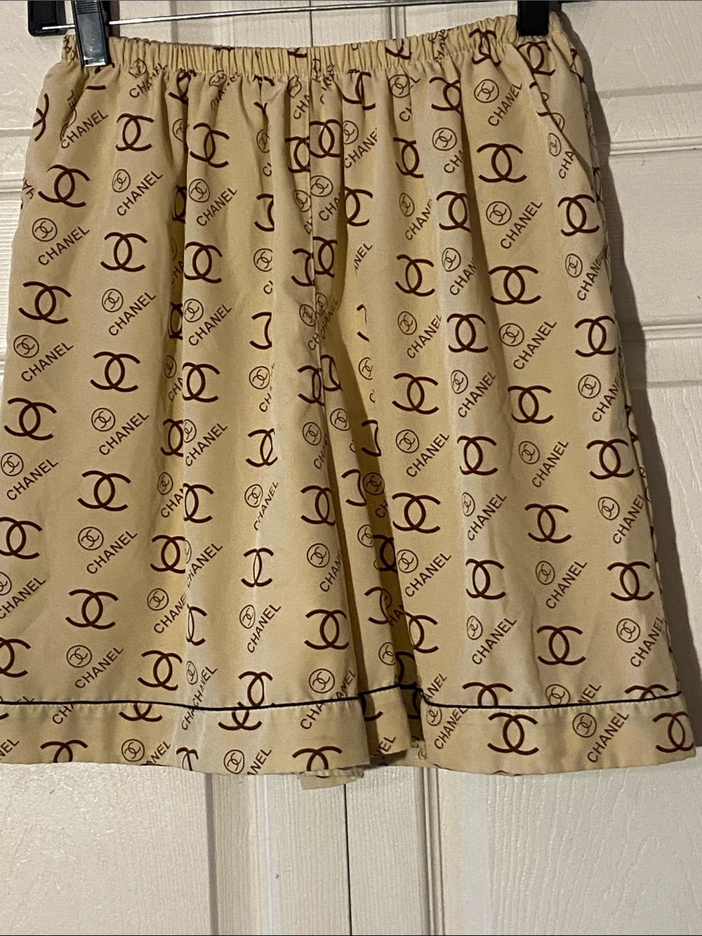 Beige Shorts with Brown chanel Logo Print sz XL